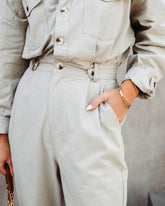 Understated Utility Cotton Pocketed Jumpsuit - Olive
